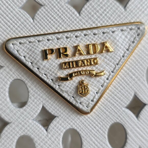 Prada  Perforated White Tote Top Handle Handbag - Picture 4 of 12